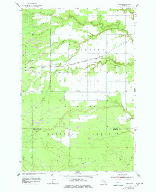 Classic USGS Fibre Michigan 7.5'x7.5' Topo Map Image