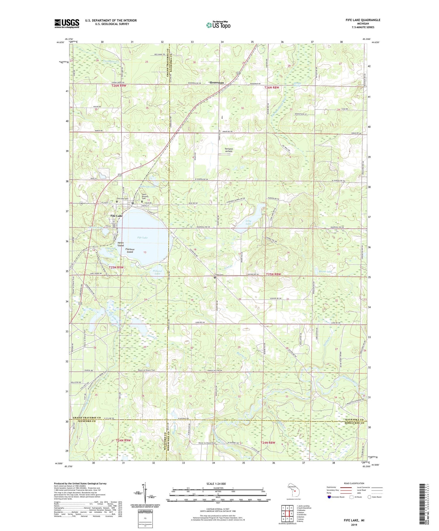 Fife Lake Michigan US Topo Map Image