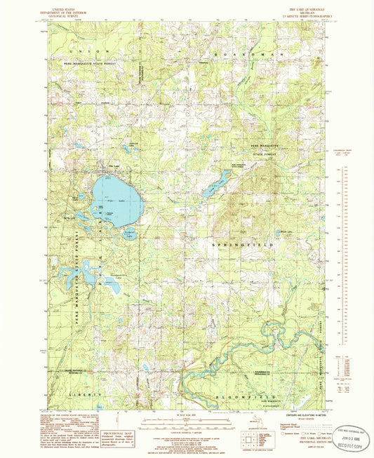 Classic USGS Fife Lake Michigan 7.5'x7.5' Topo Map Image