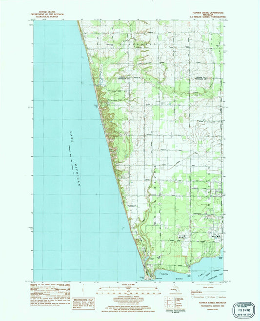 Classic USGS Flower Creek Michigan 7.5'x7.5' Topo Map Image