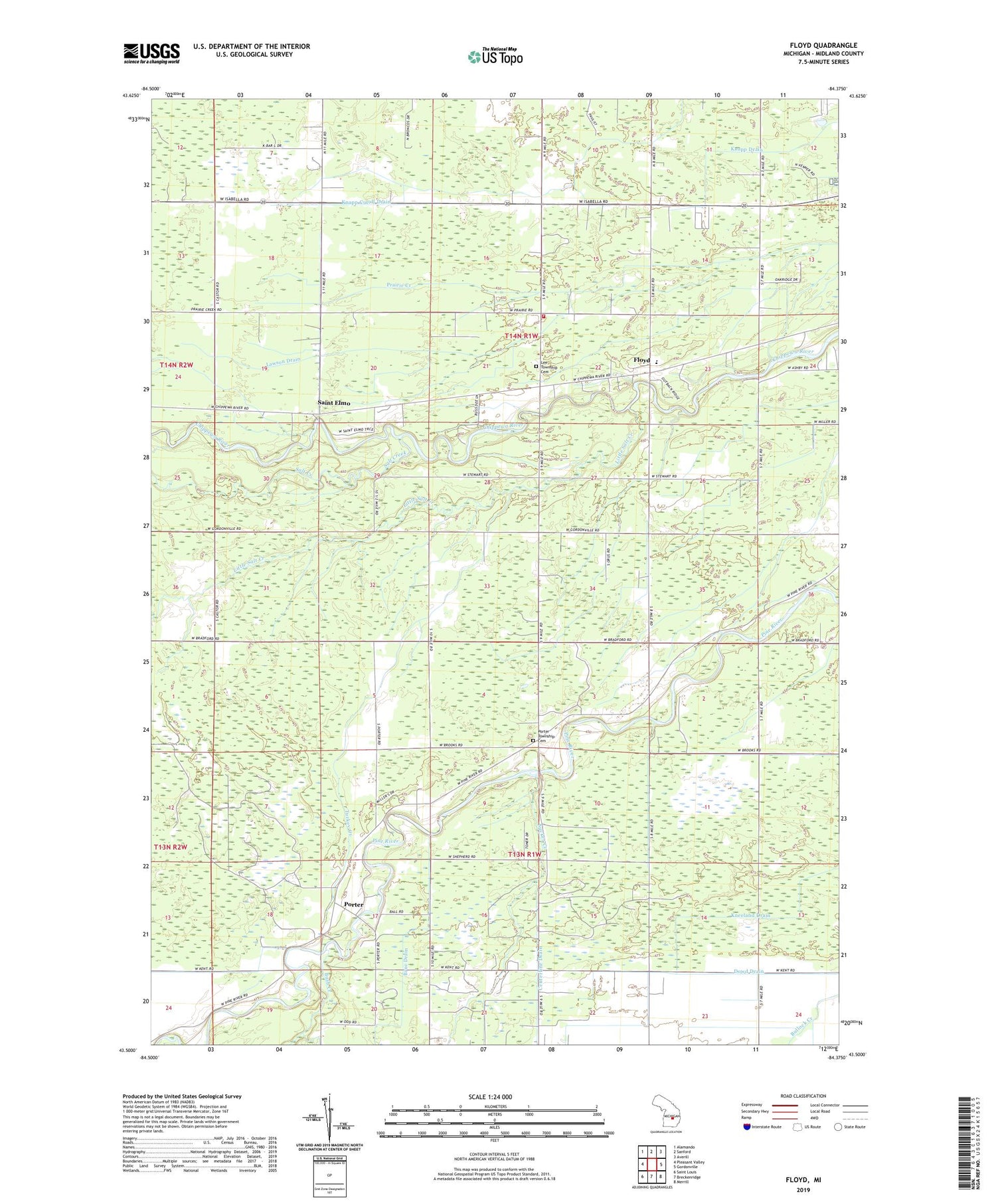 Floyd Michigan US Topo Map Image