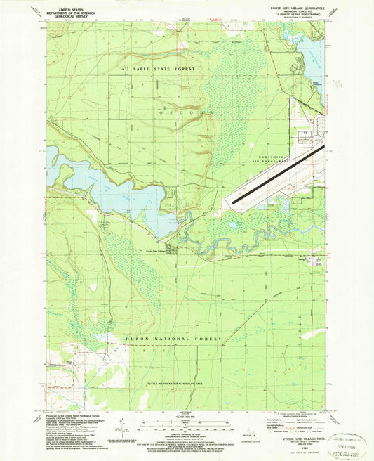 Classic USGS Foote Site Village Michigan 7.5'x7.5' Topo Map Image