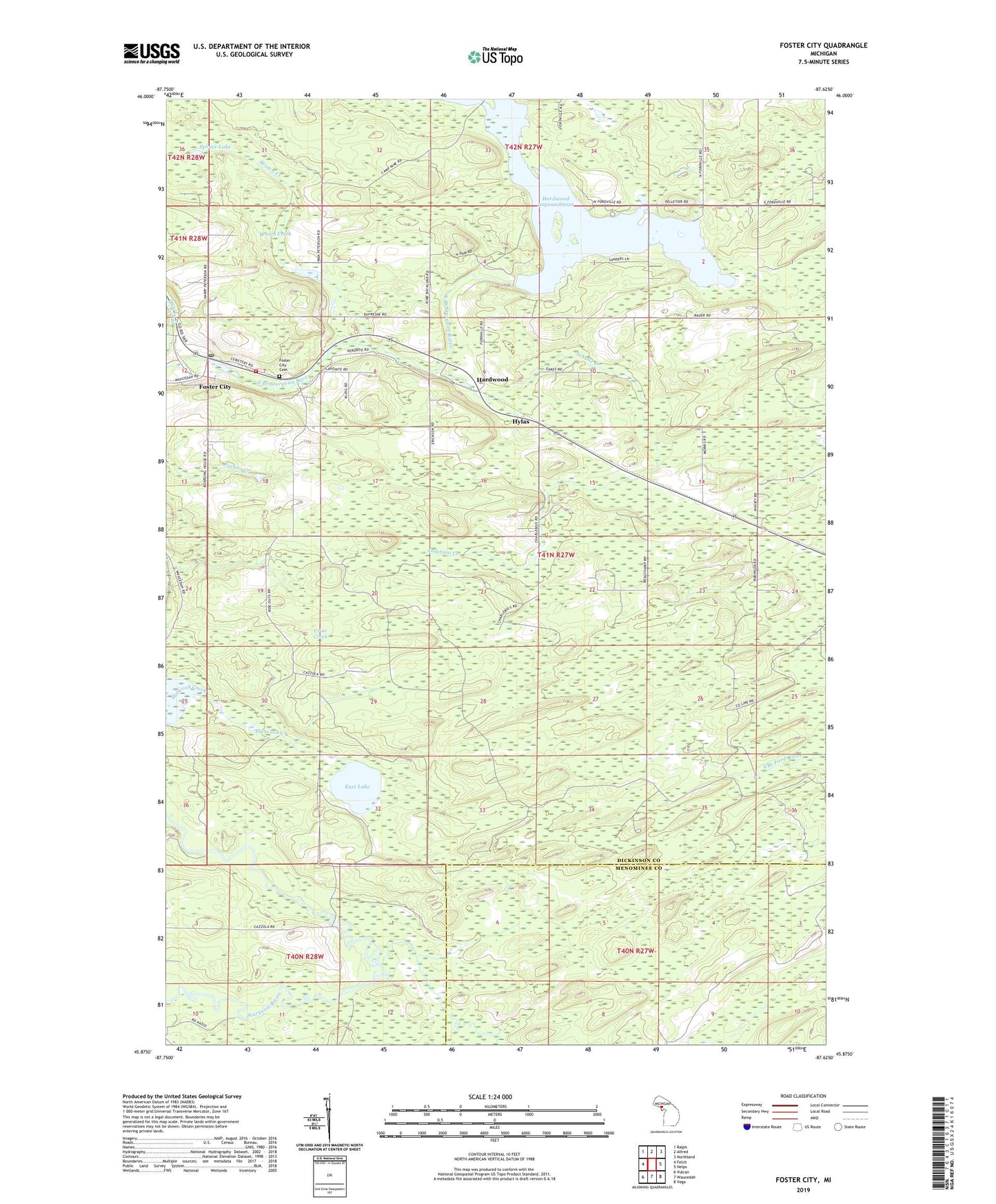 Foster City Michigan US Topo Map Image