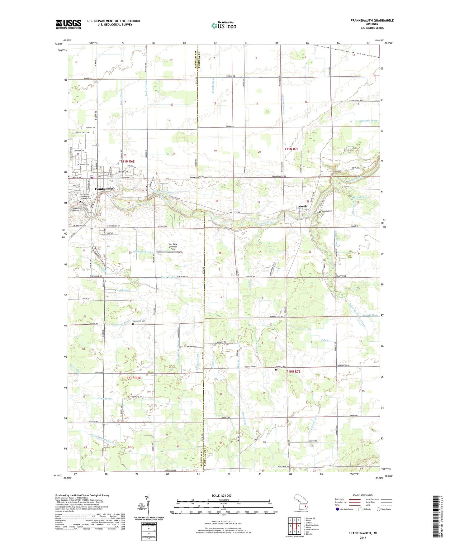 Frankenmuth Michigan US Topo Map Image