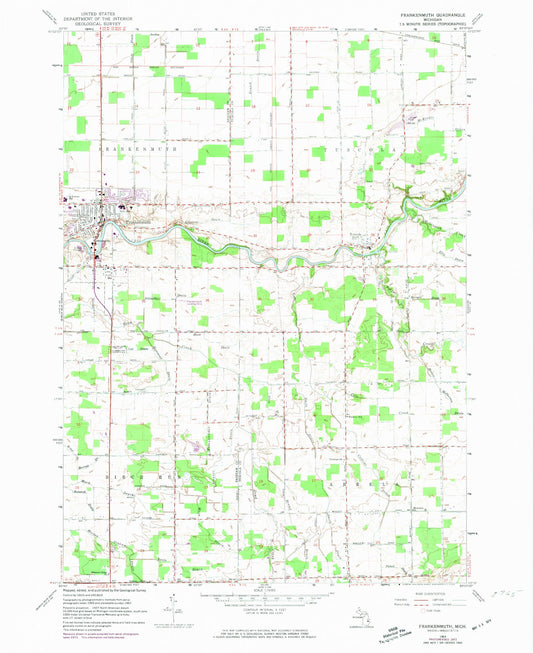 Classic USGS Frankenmuth Michigan 7.5'x7.5' Topo Map Image