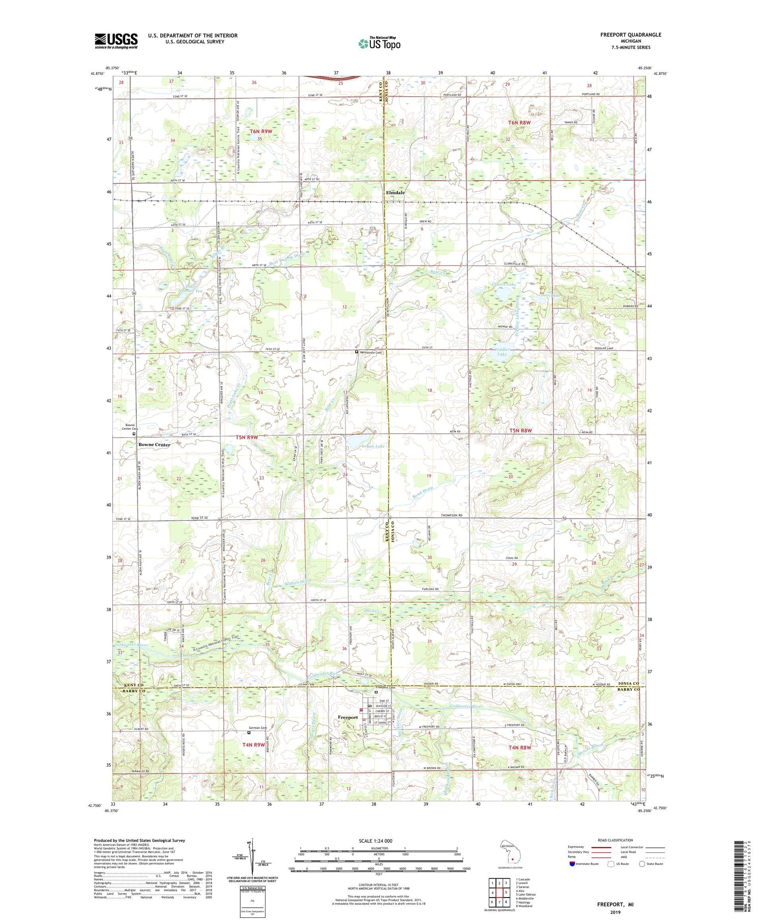 Freeport Michigan US Topo Map Image