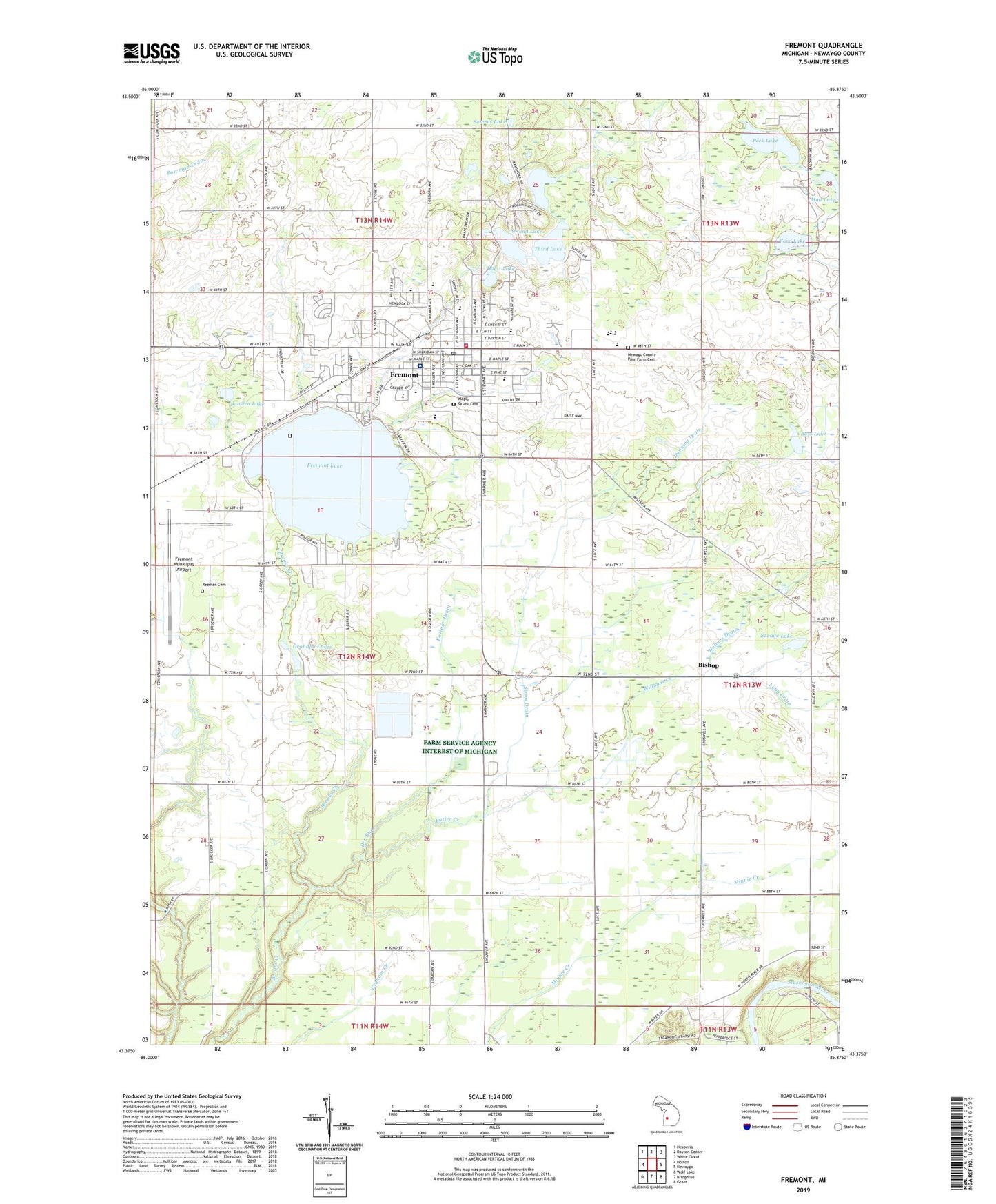 Fremont Michigan US Topo Map Image