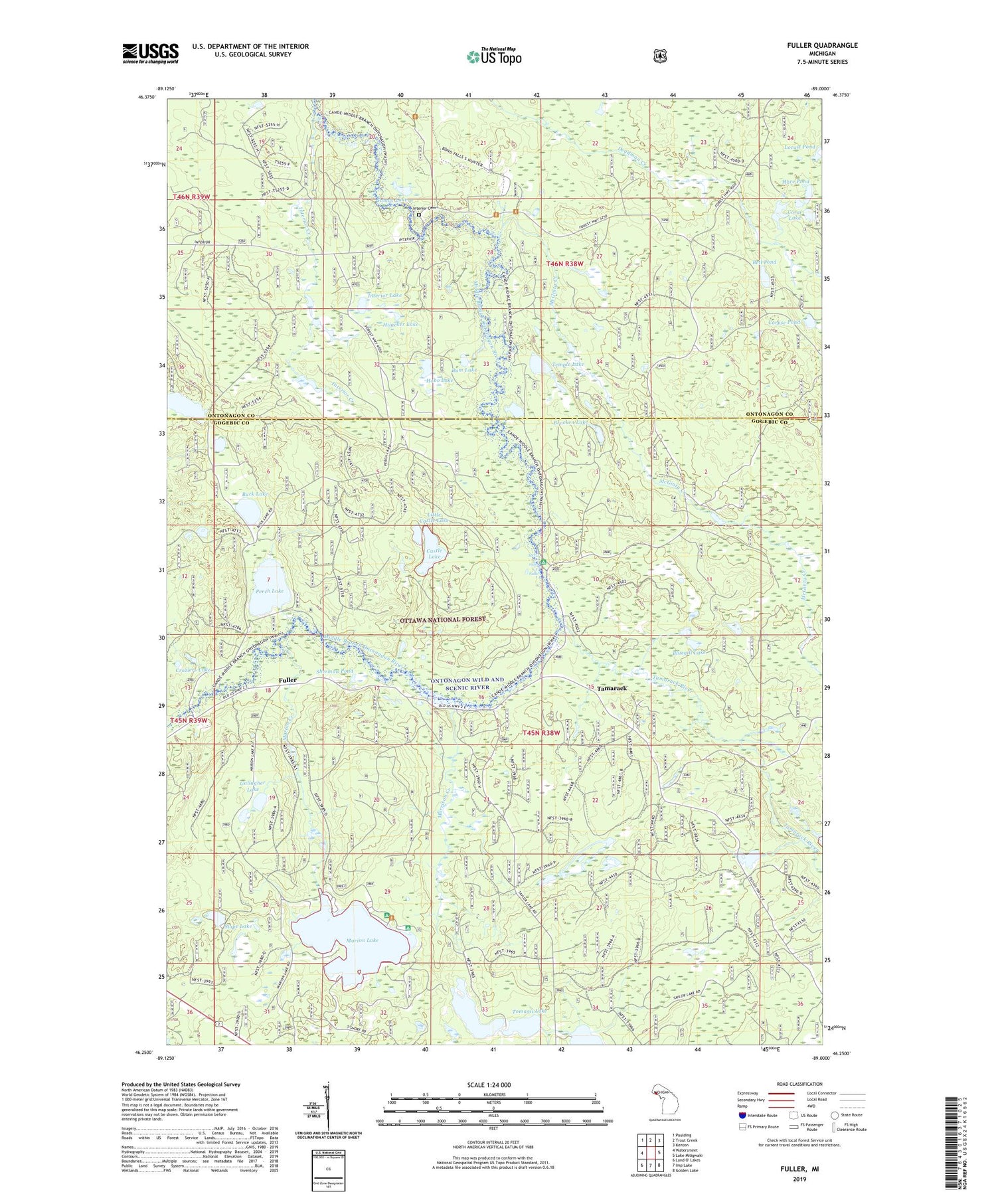 Fuller Michigan US Topo Map Image