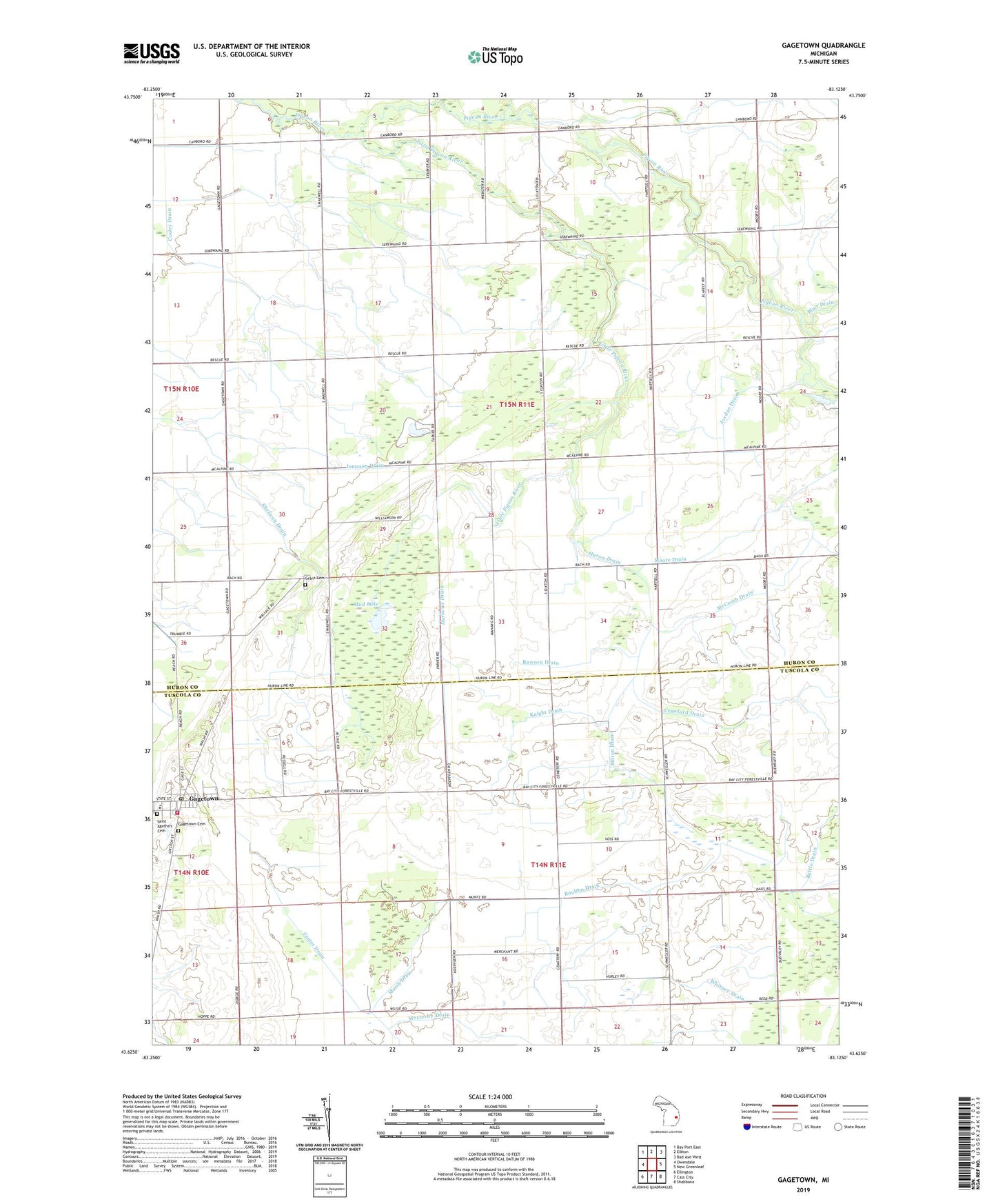 Gagetown Michigan US Topo Map Image