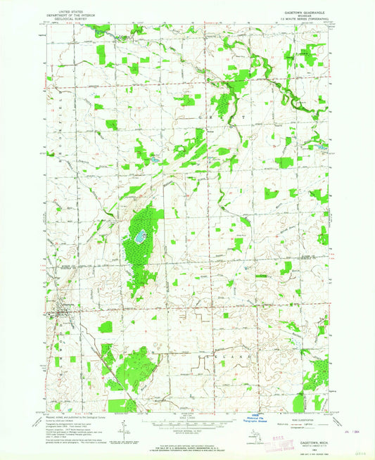 Classic USGS Gagetown Michigan 7.5'x7.5' Topo Map Image
