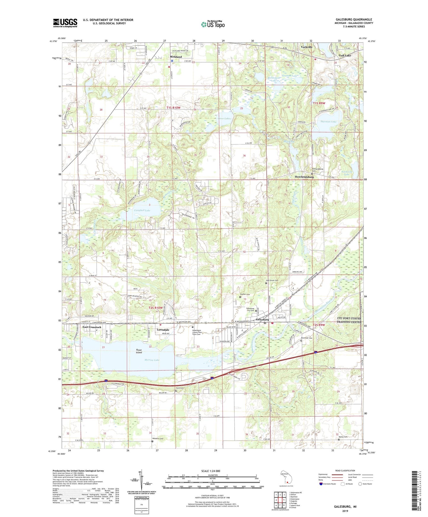 Galesburg Michigan US Topo Map Image