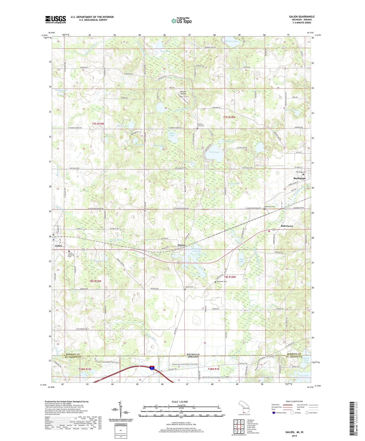 Galien Michigan US Topo Map Image