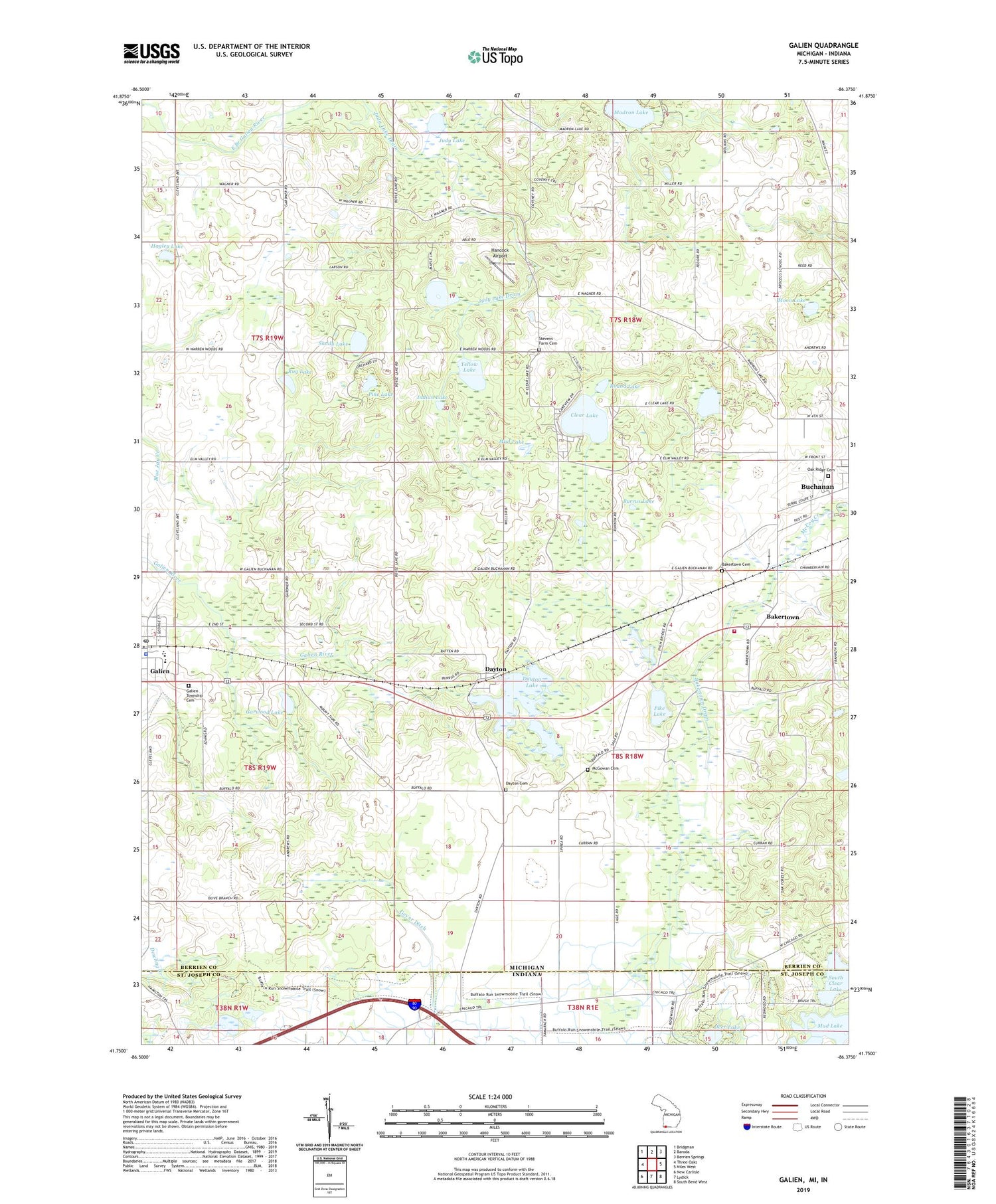Galien Michigan US Topo Map Image
