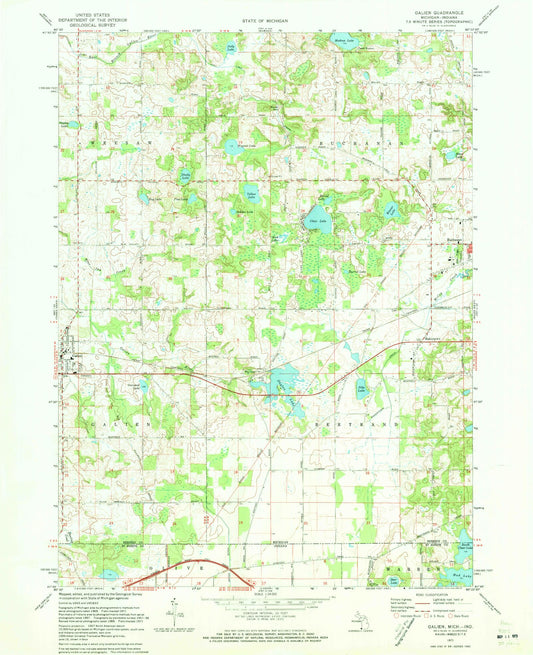 Classic USGS Galien Michigan 7.5'x7.5' Topo Map Image