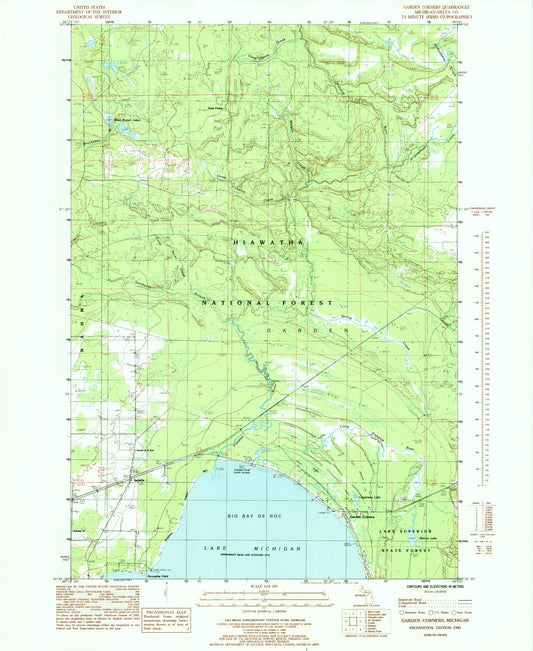 Classic USGS Garden Corners Michigan 7.5'x7.5' Topo Map Image