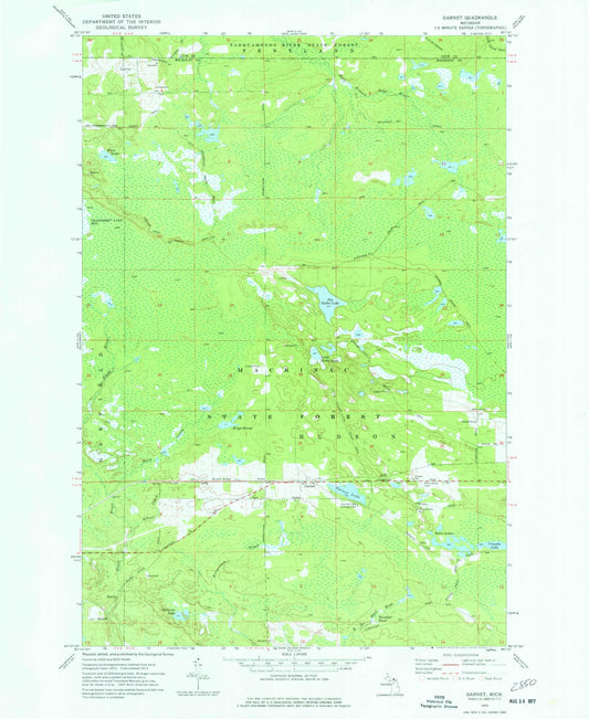 Classic USGS Garnet Michigan 7.5'x7.5' Topo Map Image