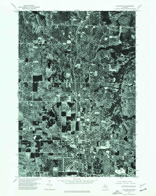 Classic USGS Gaylord Michigan 7.5'x7.5' Topo Map Image