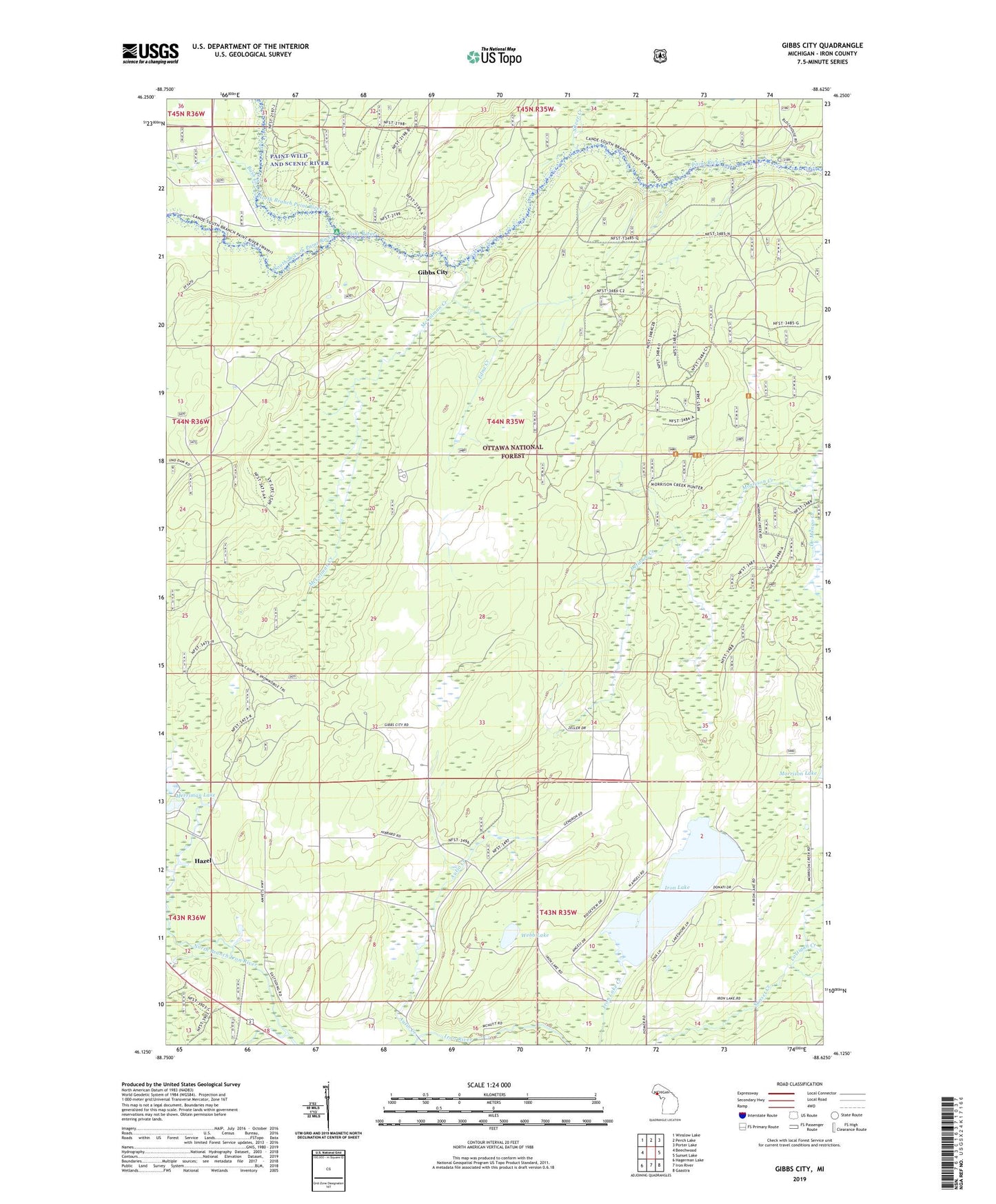 Gibbs City Michigan US Topo Map Image