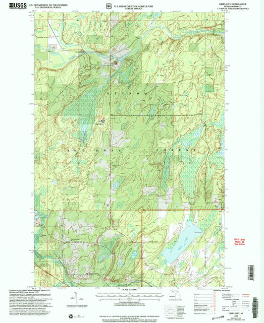 Classic USGS Gibbs City Michigan 7.5'x7.5' Topo Map Image