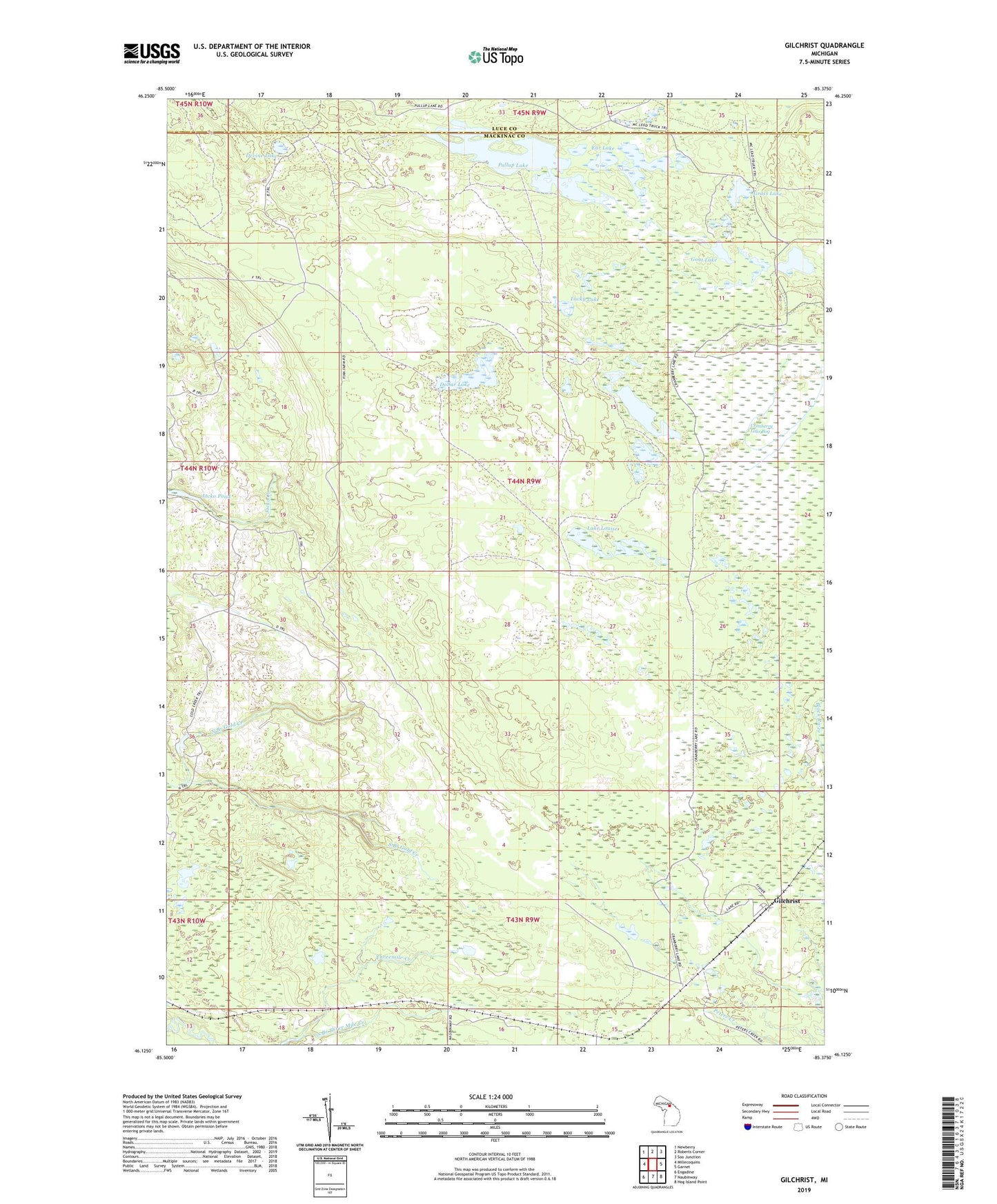 Gilchrist Michigan US Topo Map Image