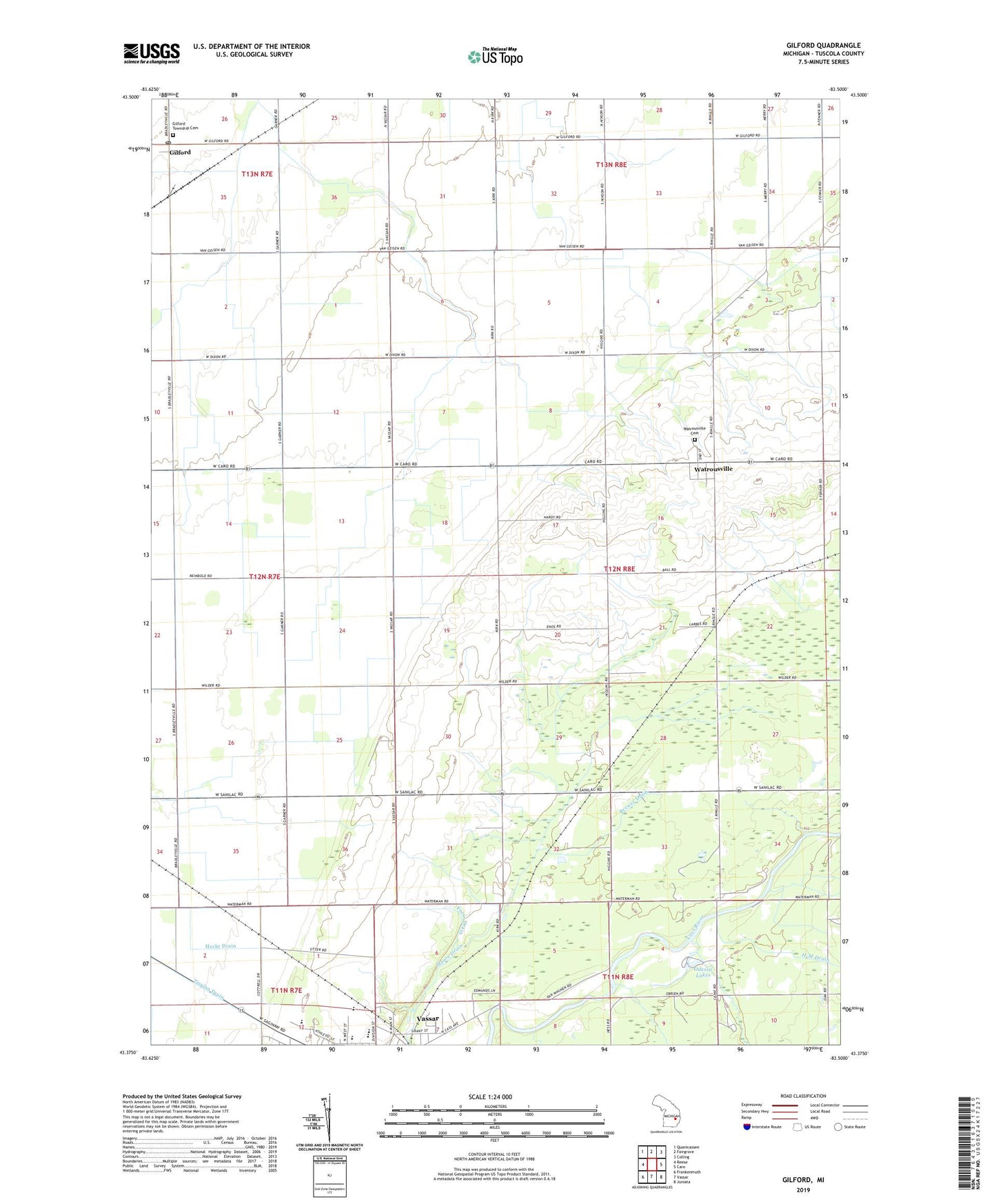 Gilford Michigan US Topo Map Image