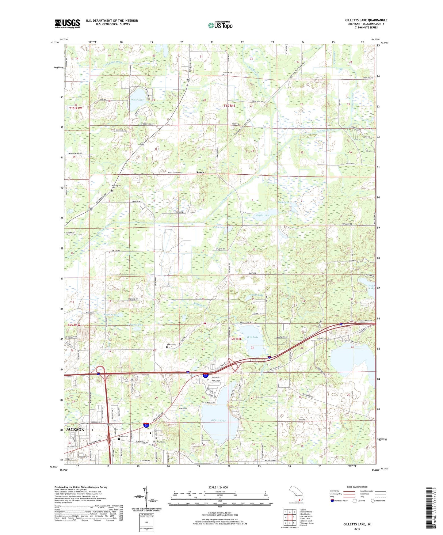 Gilletts Lake Michigan US Topo Map Image