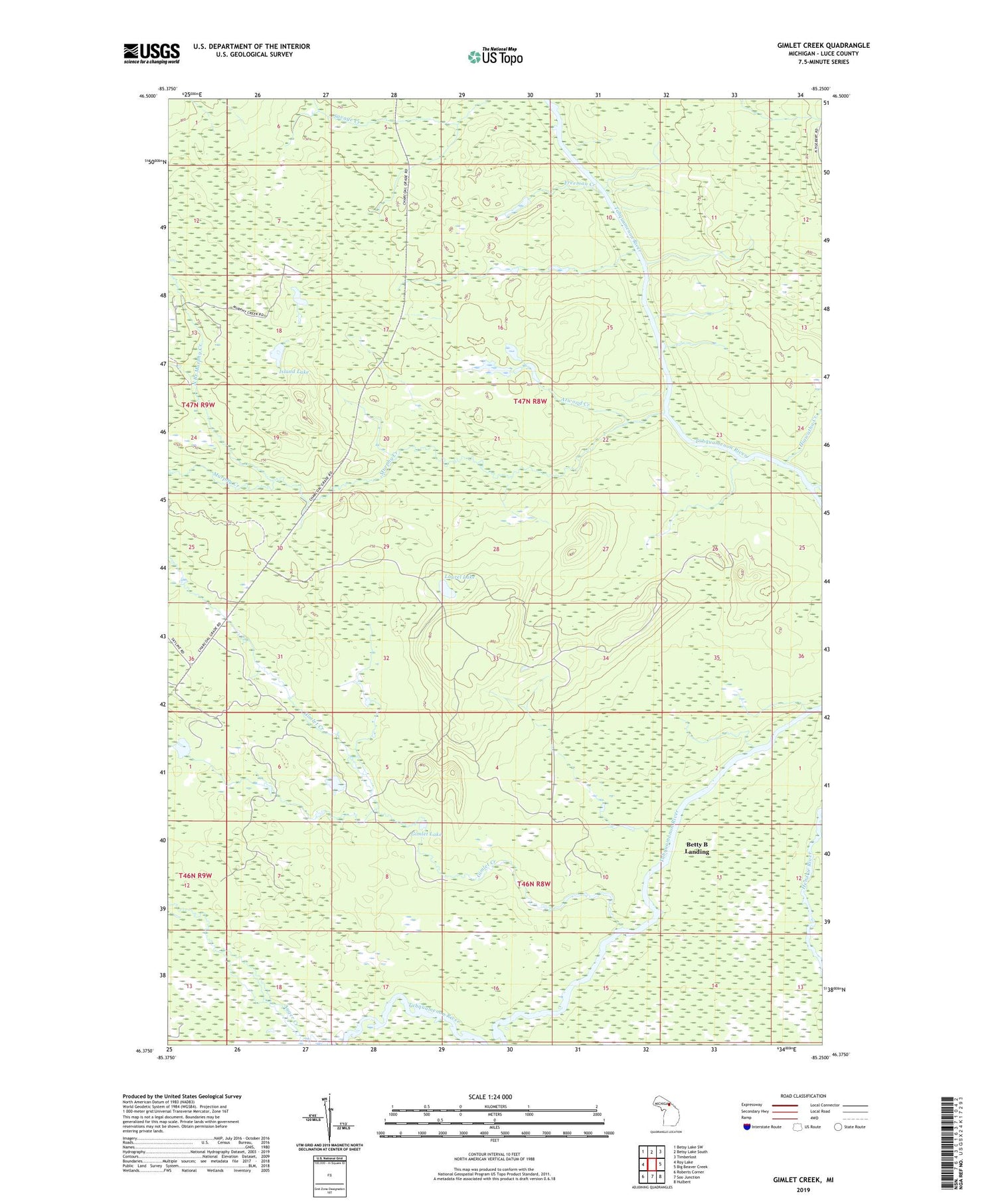 Gimlet Creek Michigan US Topo Map Image