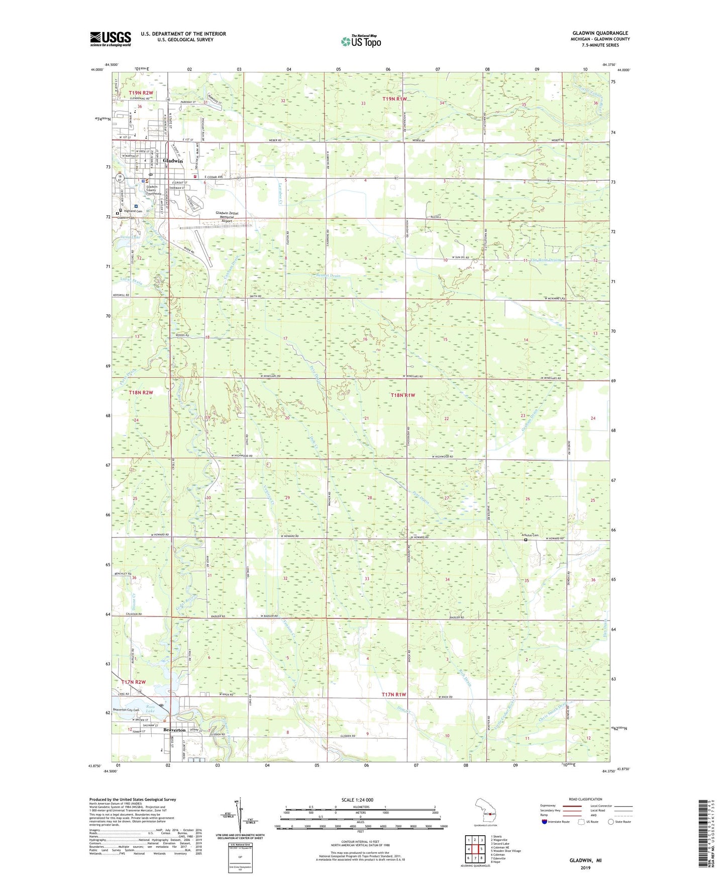 Gladwin Michigan US Topo Map Image