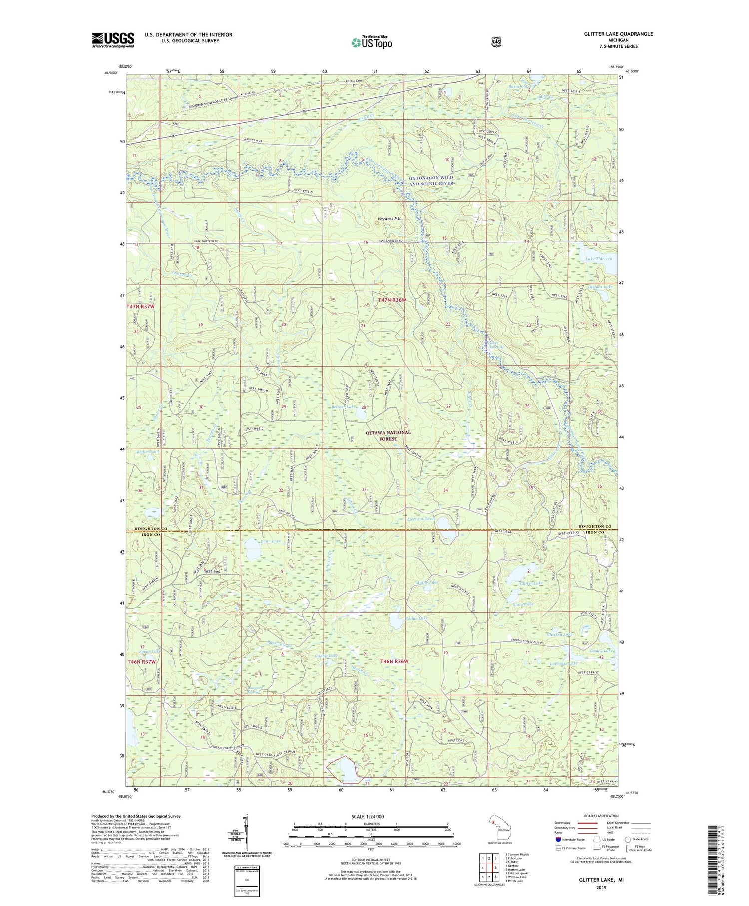 Glitter Lake Michigan US Topo Map Image