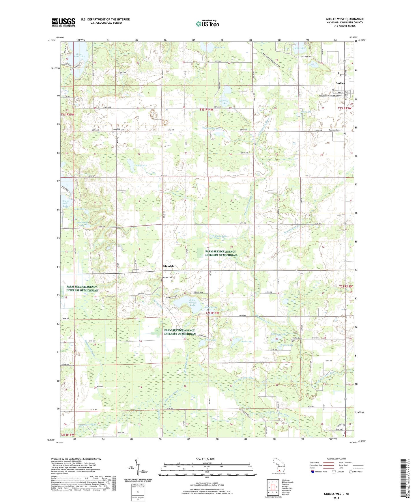Gobles West Michigan US Topo Map Image