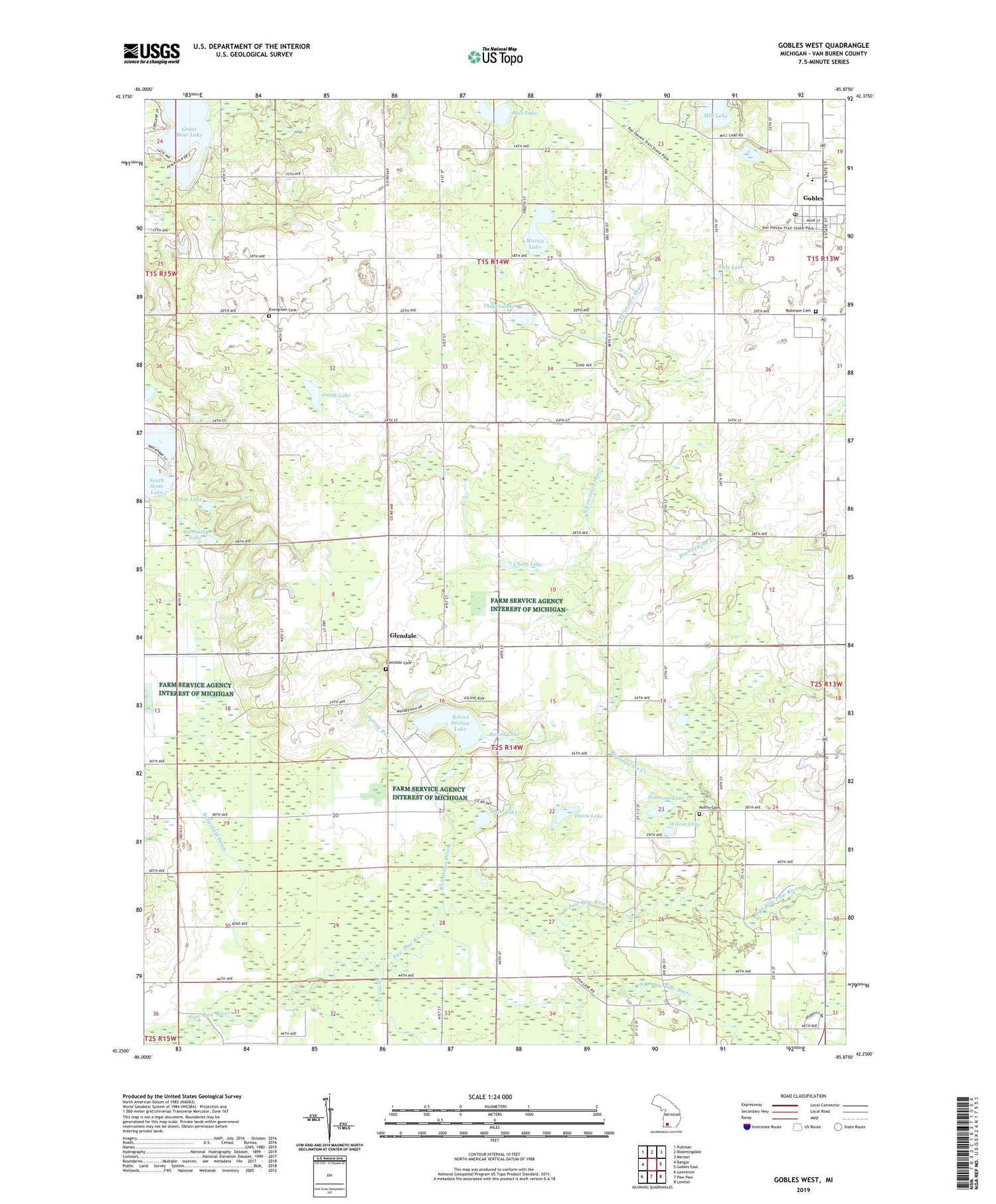 Gobles West Michigan US Topo Map Image