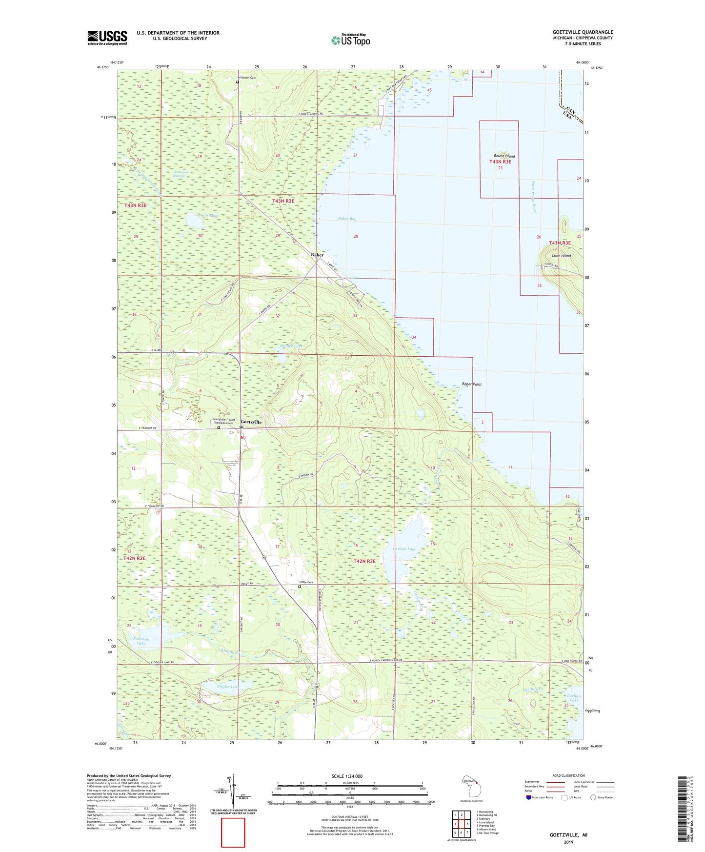 Goetzville Michigan US Topo Map Image