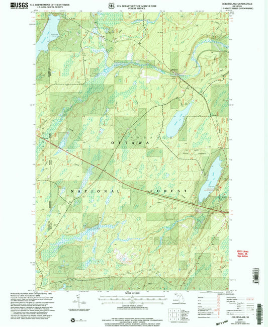 Classic USGS Golden Lake Michigan 7.5'x7.5' Topo Map Image