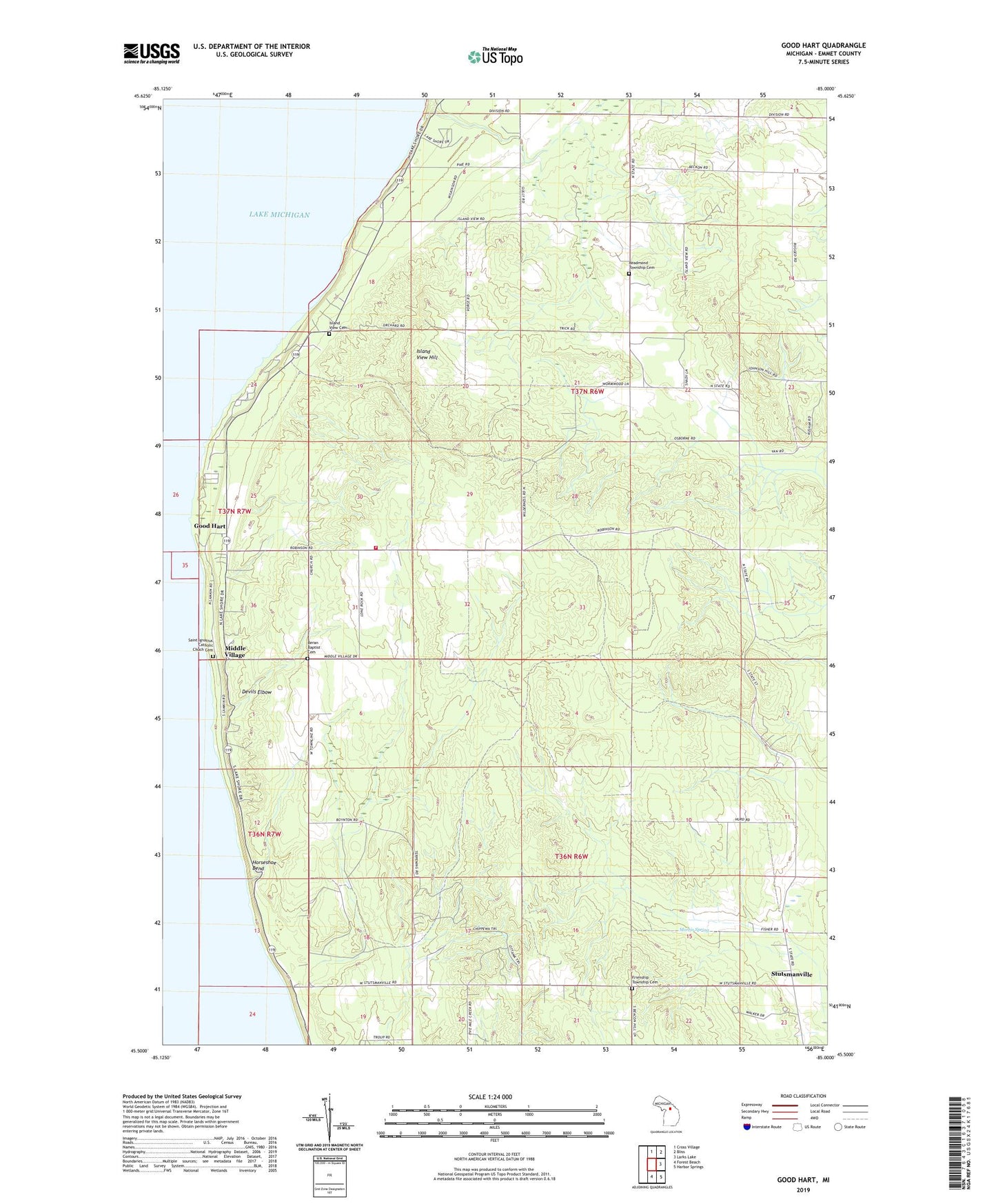 Good Hart Michigan US Topo Map Image