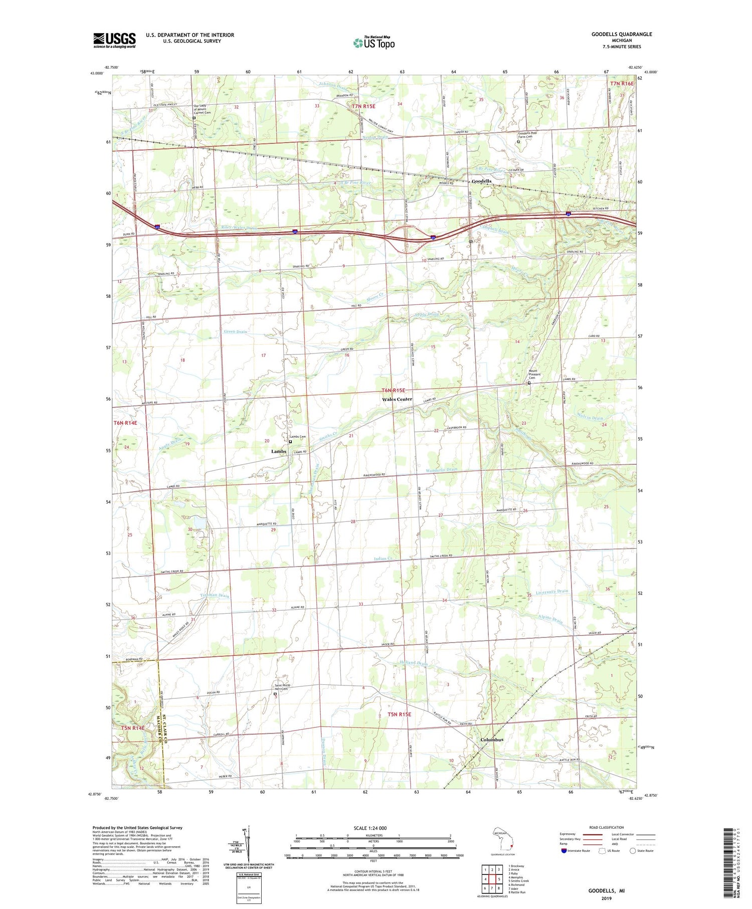 Goodells Michigan US Topo Map Image
