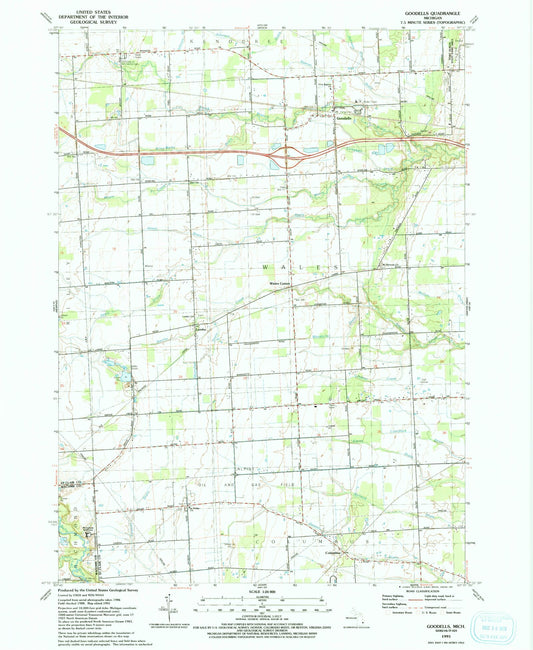 Classic USGS Goodells Michigan 7.5'x7.5' Topo Map Image