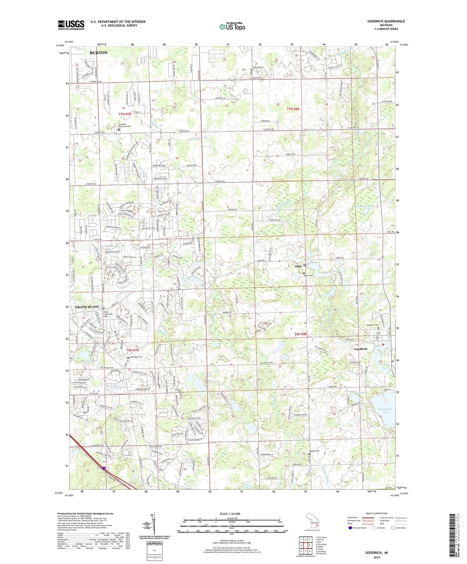 Goodrich Michigan US Topo Map Image