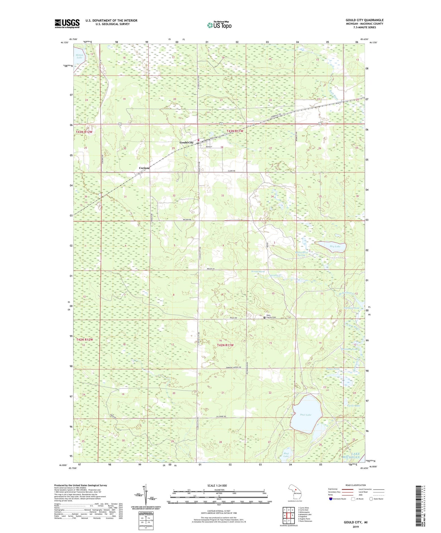 Gould City Michigan US Topo Map Image