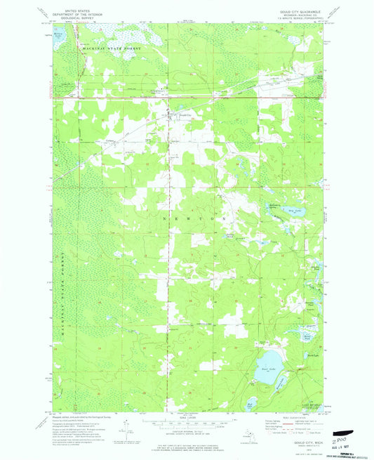 Classic USGS Gould City Michigan 7.5'x7.5' Topo Map Image