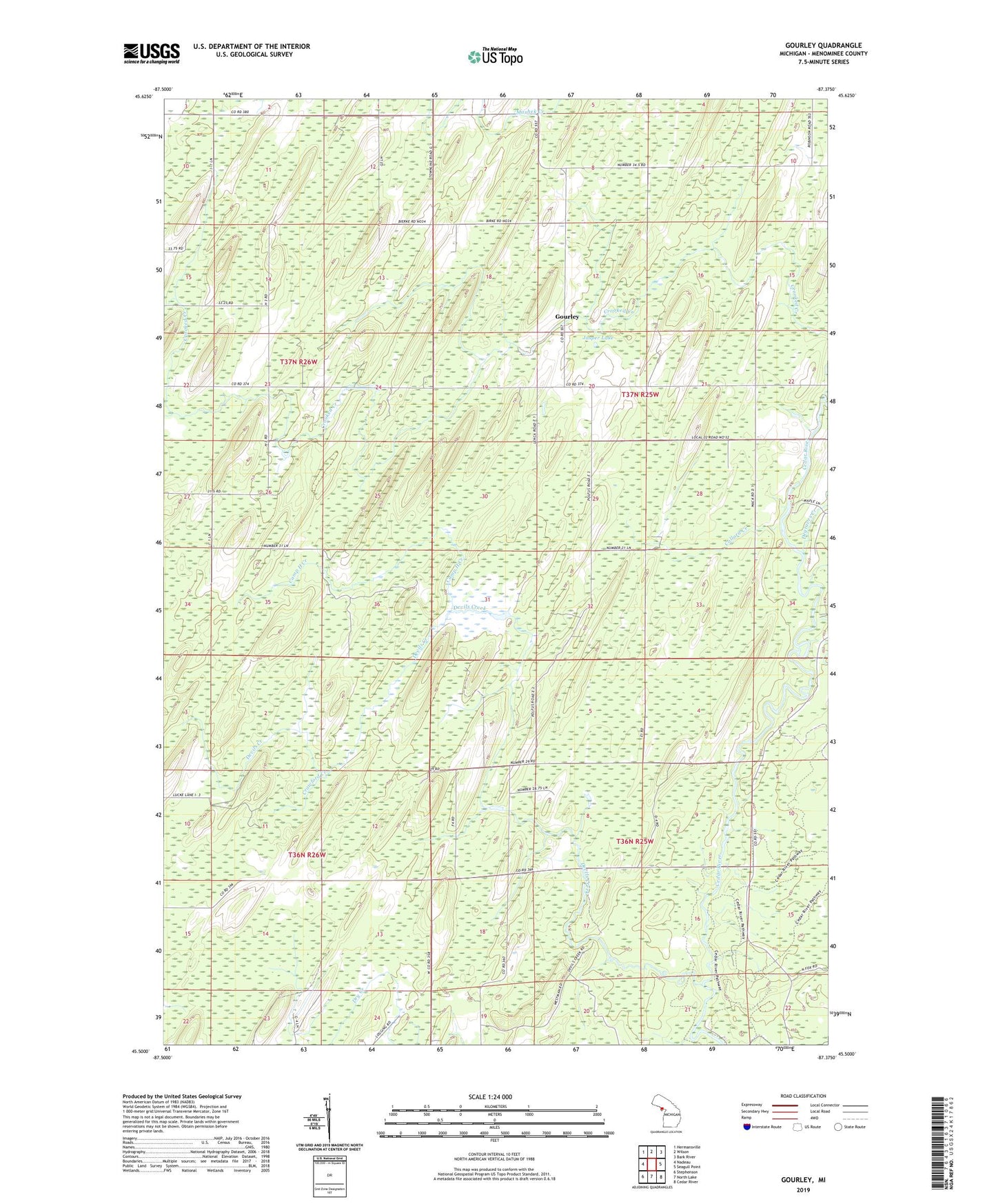 Gourley Michigan US Topo Map Image