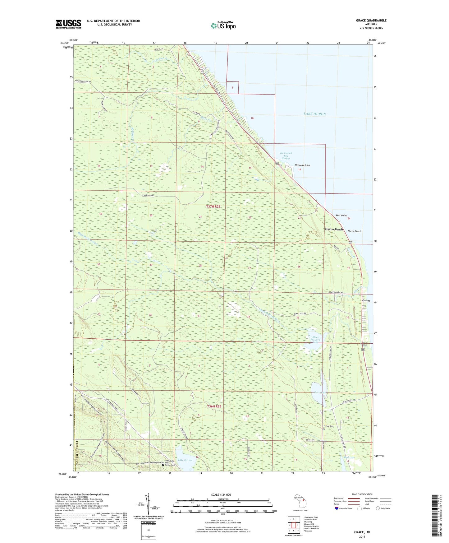 Grace Michigan US Topo Map Image