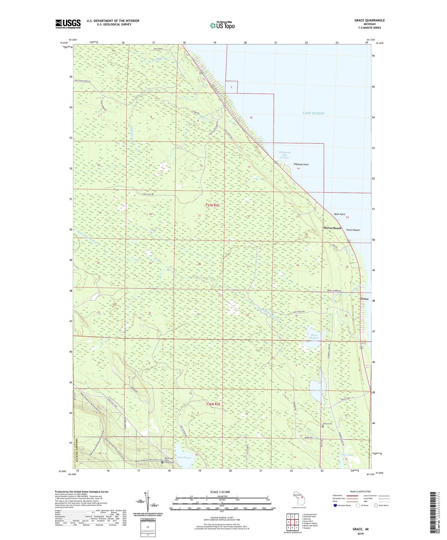 Grace Michigan US Topo Map Image