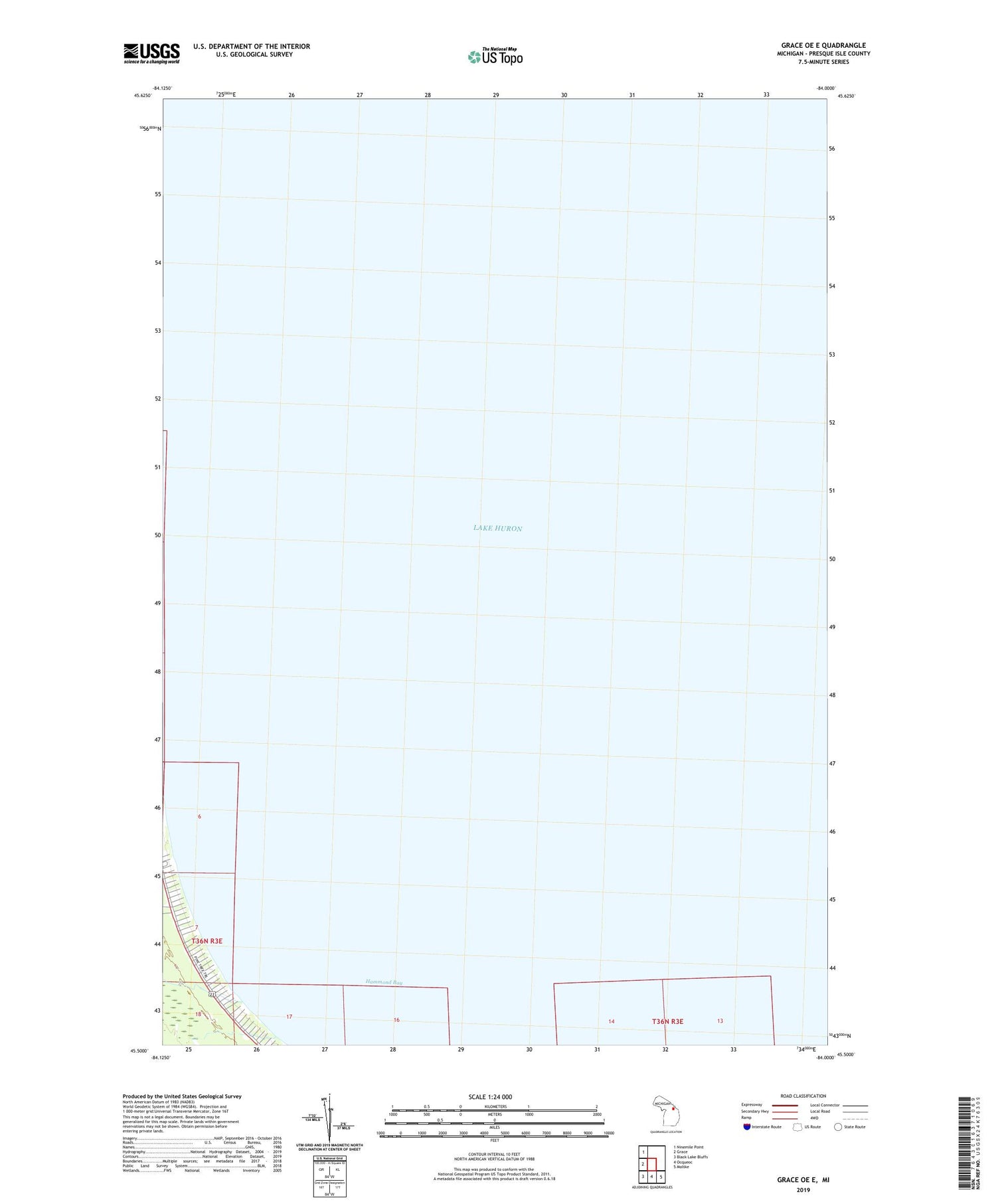 Grace OE E Michigan US Topo Map Image