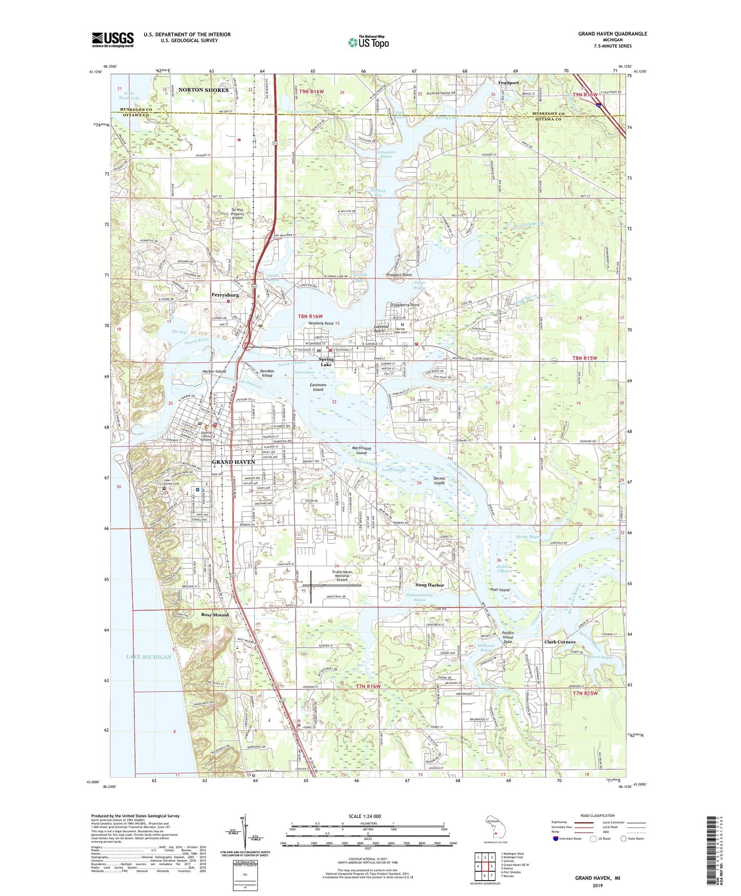 Grand Haven Michigan US Topo Map Image