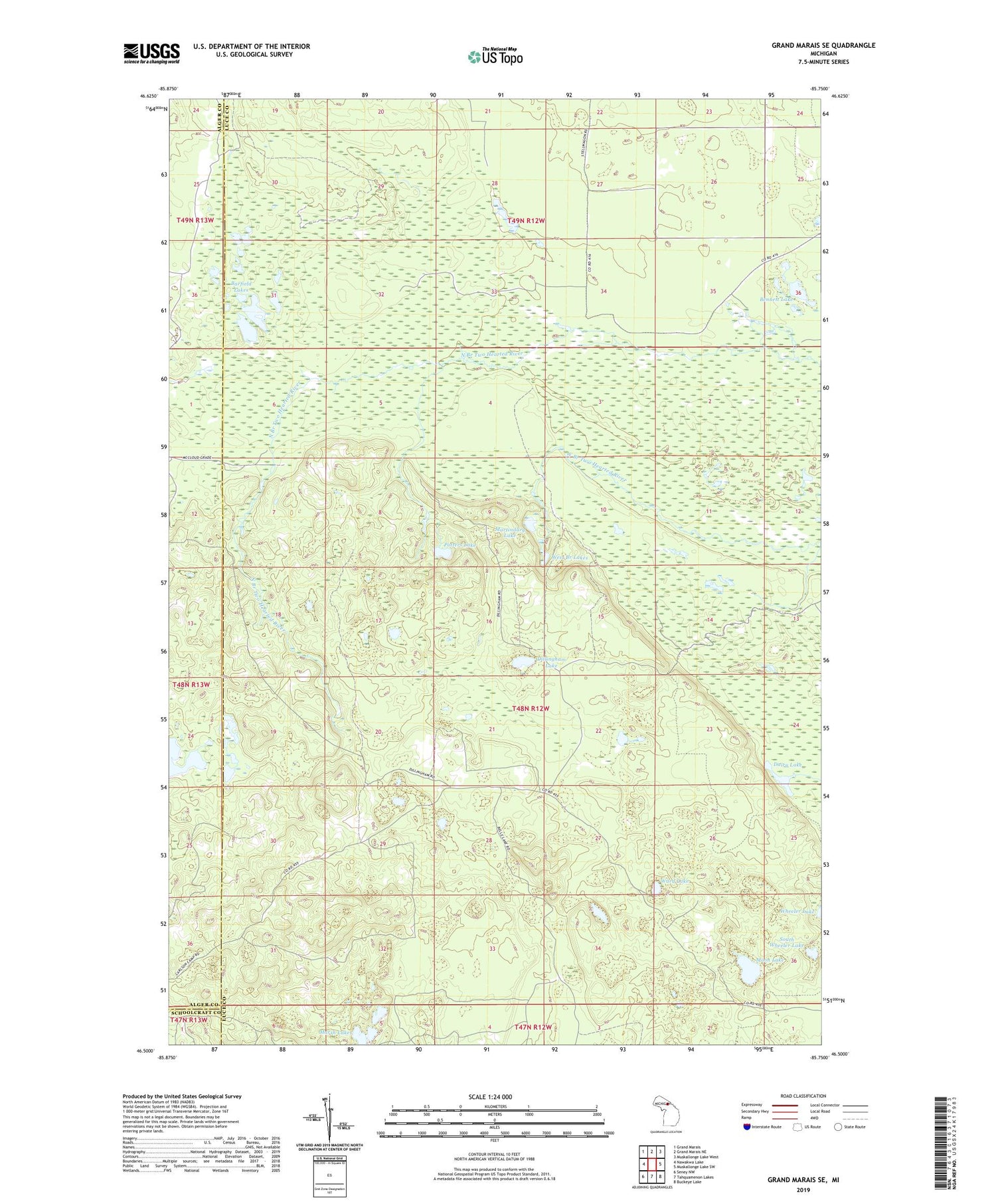 Grand Marais SE Michigan US Topo Map Image