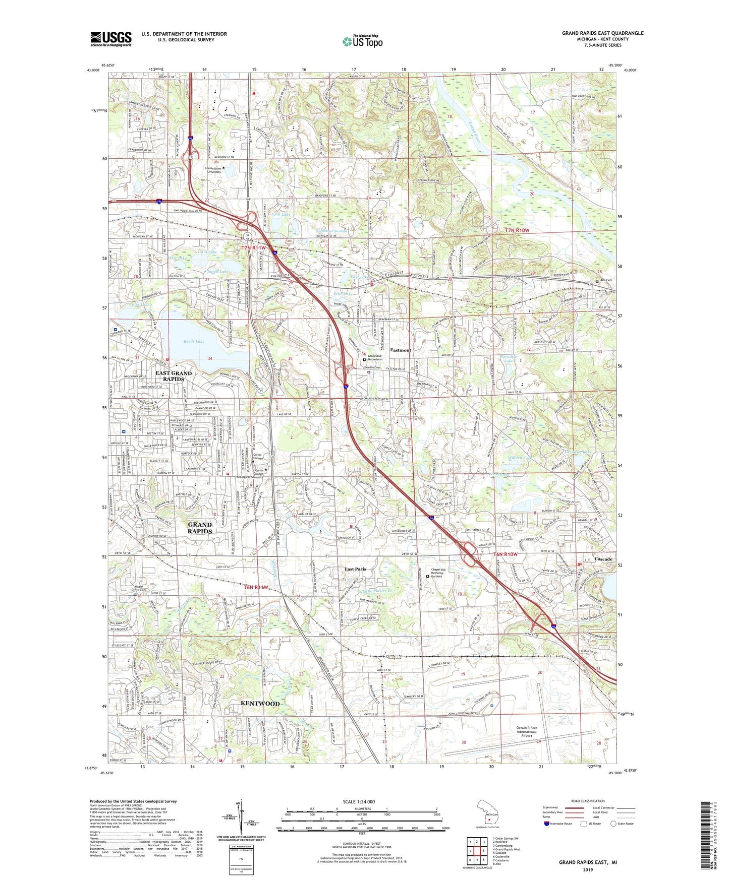 Grand Rapids East Michigan US Topo Map Image