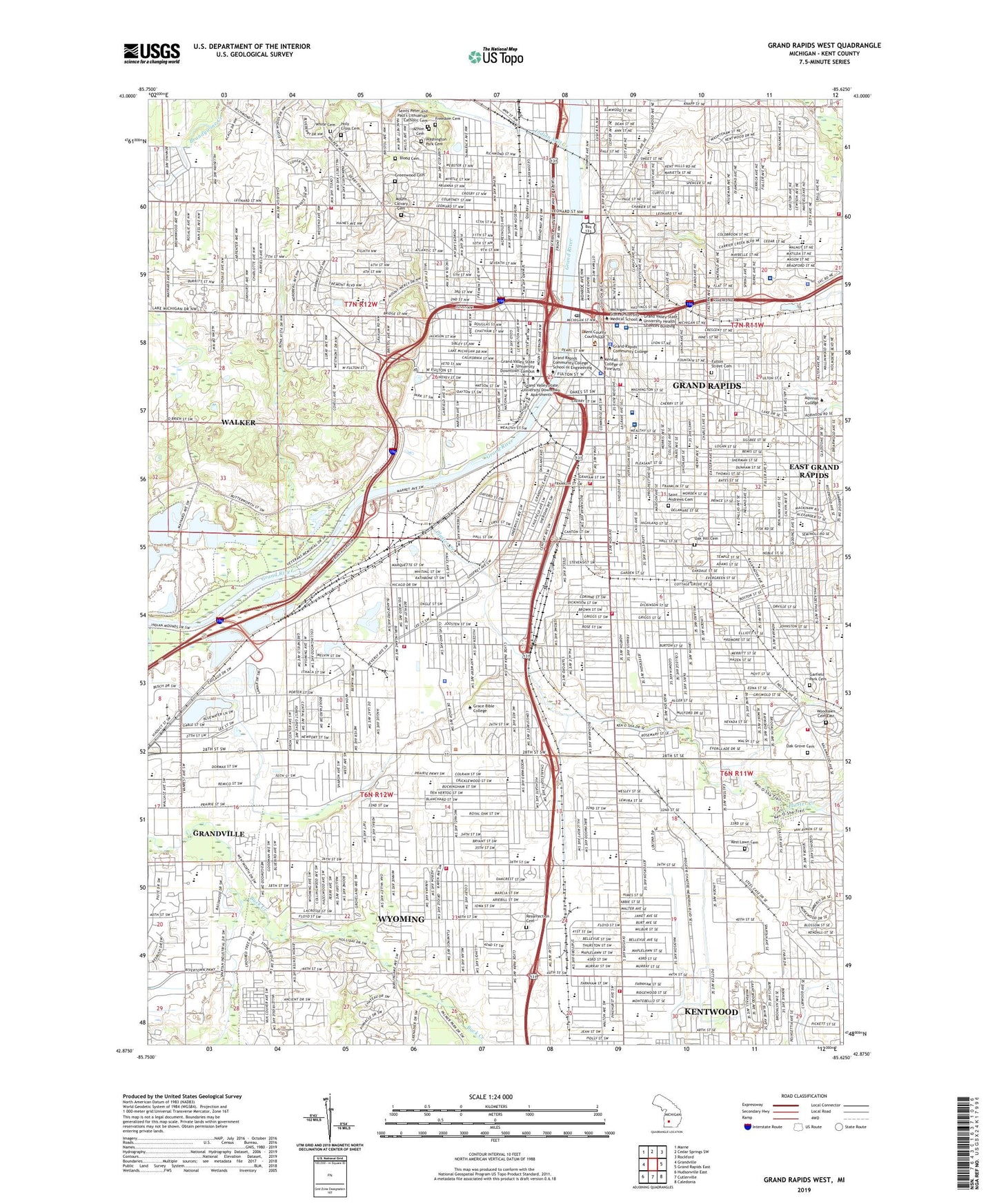 Grand Rapids West Michigan US Topo Map Image