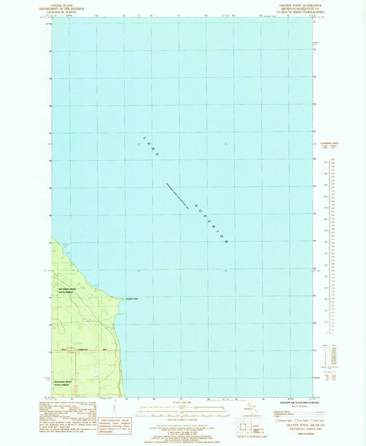 Classic USGS Granite Point Michigan 7.5'x7.5' Topo Map Image