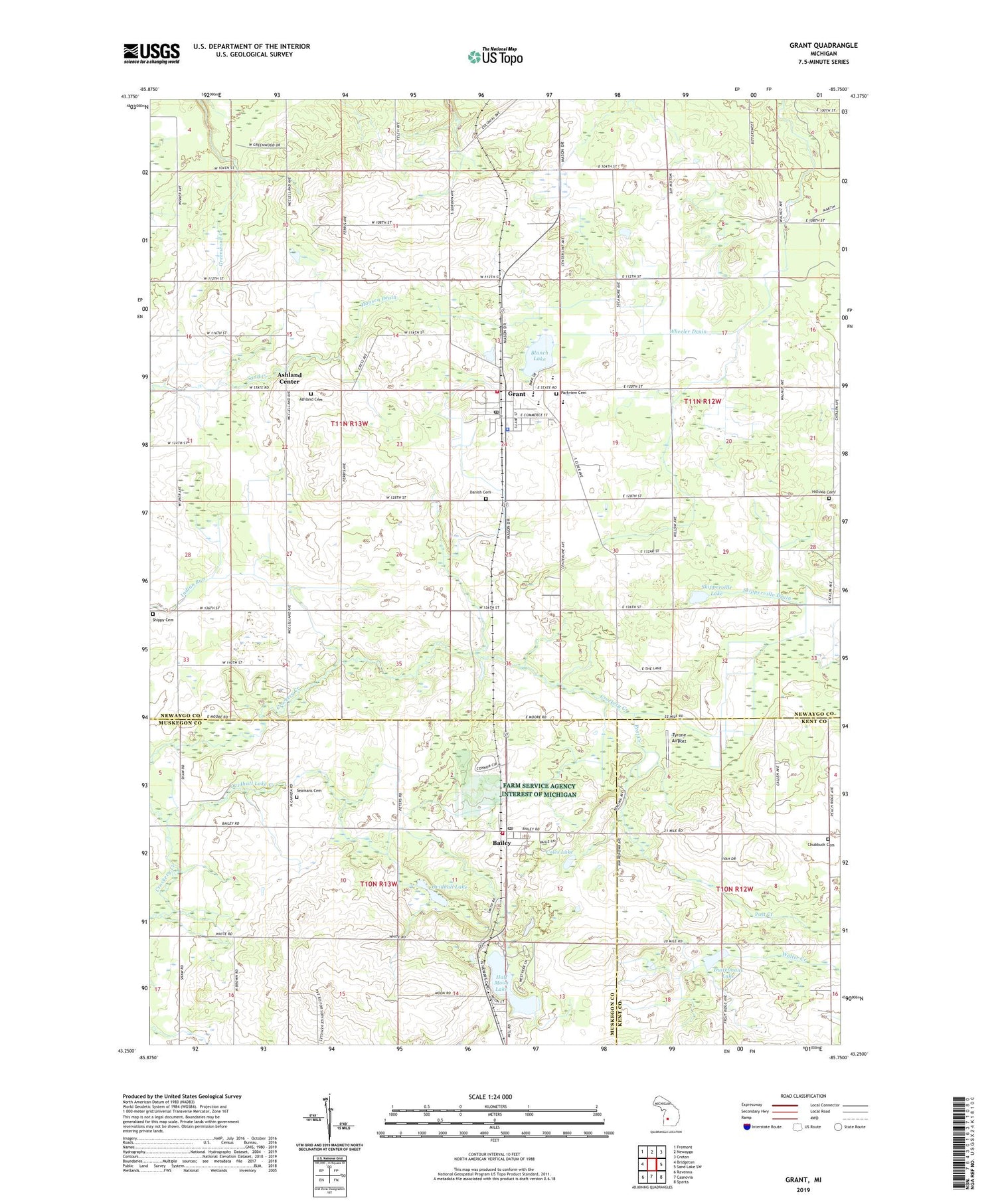 Grant Michigan US Topo Map Image