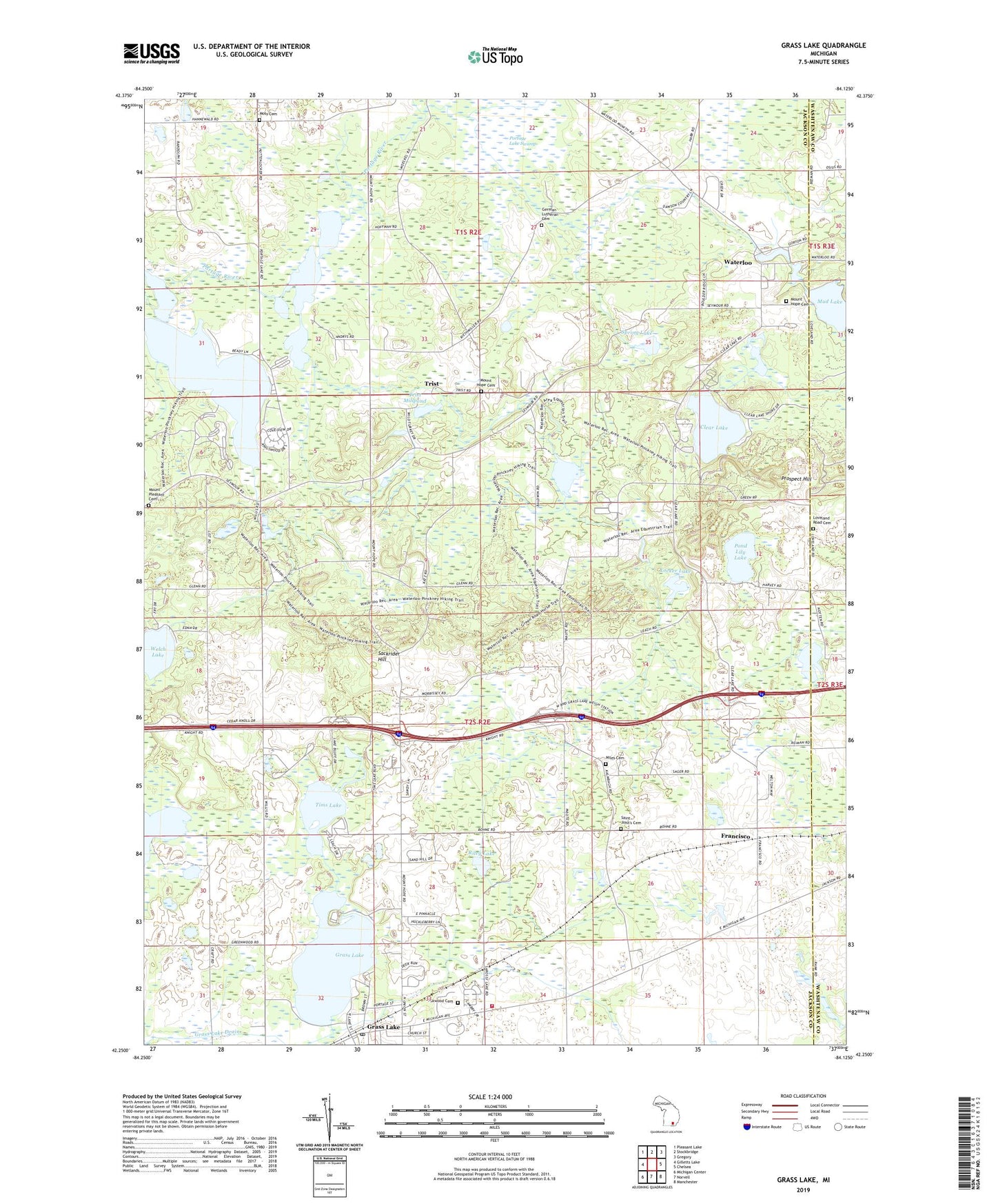 Grass Lake Michigan US Topo Map Image